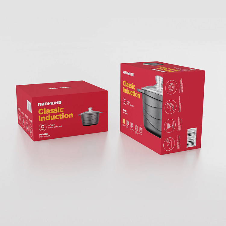 Кастрюля индукционная с крышкой REDMOND Black & Stone 5 л PS5602 - фото 9 - купить в интернет-магазине Редмонд