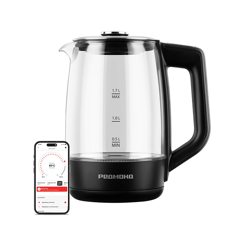 Умный чайник РЕДМОНД SkyKettle KG258S (черный) - фото - купить в интернет-магазине Редмонд