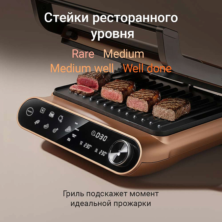 Гриль РЕДМОНД SteakMaster GM303 (бронзовый) - фото 4 - купить в интернет-магазине Редмонд