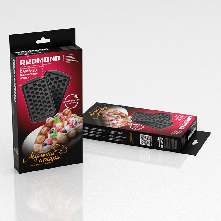 Панель "Гонконгские вафли" для мультипекаря РЕДМОНД (форма для выпечки вафель) RAMB-20 - фото 4 - купить в интернет-магазине Редмонд